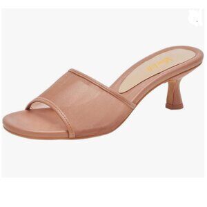 Miss Left Dark Salmon Low Heel Soft Insole Mesh Mules Slip On Summer Sandals